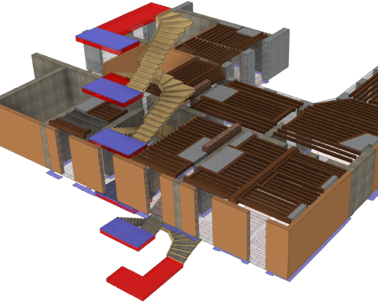 Modélisation 3D de la structure avec escalier existant