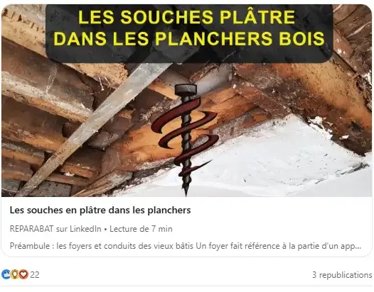 Article LinkedIn sur les souches plâtres dans les planchers bois