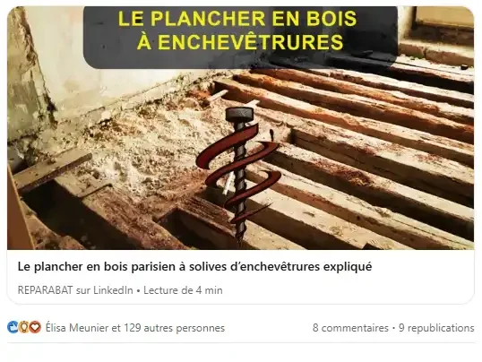 Article LinkedIn sur les planchers enchevêtrures