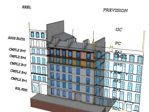 Perspective de la volumétrie de l'hôtel 5 étoiles vu depuis l'extérieur