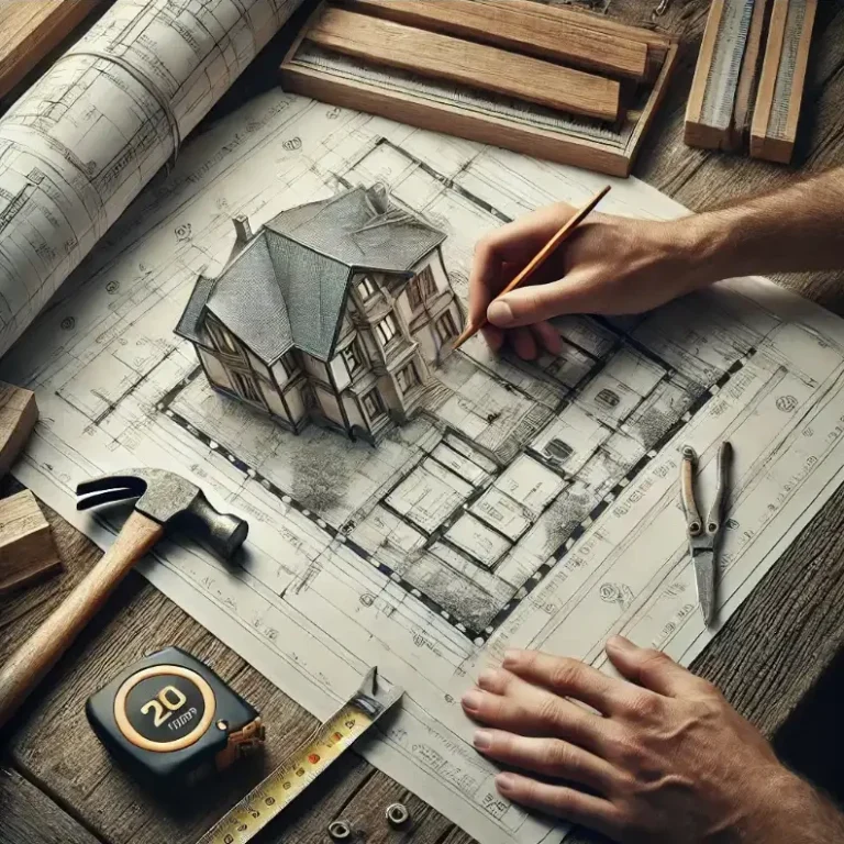 Plan réalisé à la main d'une maison